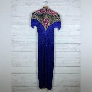 RARE Vintage Naeem Khan Riazee Nights Suzarila Silk Dress Size 8